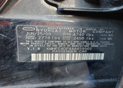 2010 Hyundai Azera Gls from USA, damaged, VIN KMHFC4DF4AA459501